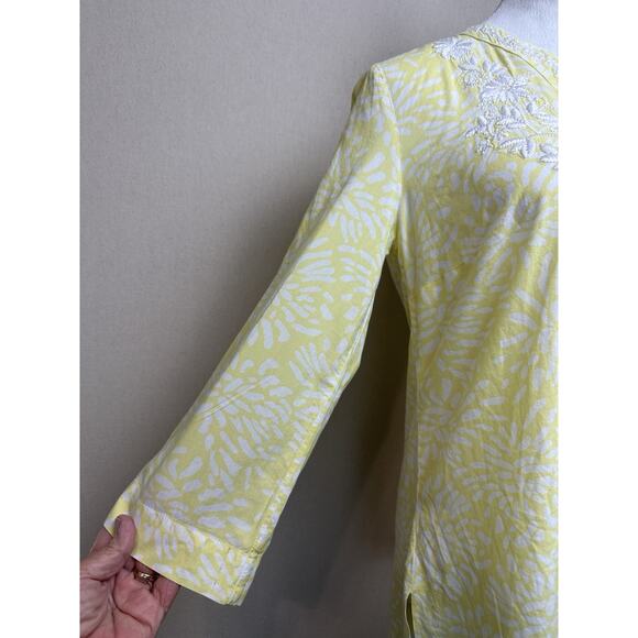 Tantrums Boho Crochet V- Neck Top Blouse Yellow Floral Women’s Size Small - Picture 3 of 16